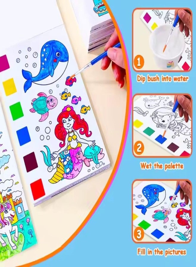 Crackles Magic Water Colouring Pad Book Kids, Coloring Pad Child Educational Toy Magic Book Water Painting for Kids,Watercolor Pocket Books , Birthday Return Gifts (Pack of 6 ) Random Design - Image 4